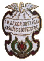 DN "A Magyar Szent Korona Országai Vasutas Szövetsége" zománcozott fém jelvény (31,5x23mm) T:2,2-