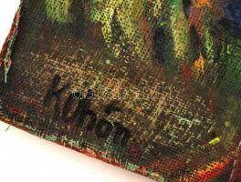 Kohán jelzéssel: Háztető. Olaj, vászon farostra kasírozva, sérült, 28×55 cm