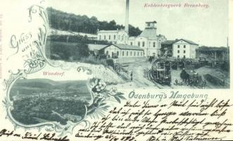 1898 Sopron, Ödenburg; Brennbergbányai ipari vasút, Brennberg; Bánfalva, Wandorf; Kummert N. Lajos Art Nouveau képeslapja (EK)