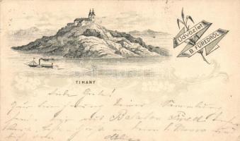 Tihany, Üdvözlet Balatonfüredről, gőzhajó, litho  (EK)