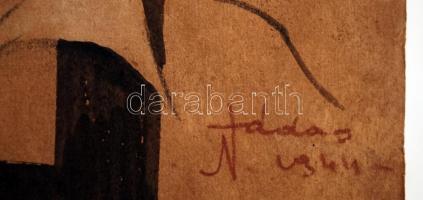 Nádas jelzéssel: Gyurika. Vegyes technika, papír, sérült, 31×22 cm