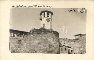 Ankara, Angora; Clock tower on old castle, photo