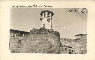 Ankara, Angora; Clock tower on old castle, photo