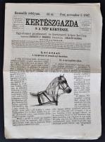 1867 Kertészgazda s a nép kertésze, egyetemes gazdászati és kertészeti képes hetilap. Szerk.: Girókuti P. Ferenc. 3. évf. 44. sz. Pest, Emich Gusztáv. Érdekes lovászati és más témájú írásokkal, illusztrációkkal, felvágatlan példány!