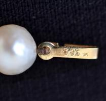 Tenyésztett gyöngy karkötő, arany (Au.) 14K zárral, jelzett, minőségi tájékoztatóval, h: 19 cm