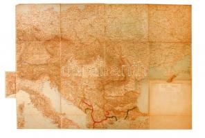 cca 1910 Übersichtskarte von Mitteleuropa, Közép-Európa áttekintő térképe, vászonra kasírozva, 111x156cm