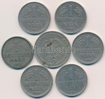 NSZK 1950-1990. 1M (6xklf) + 1973F 2M T:2,2-
FRG 1950-1990. 1 Mark (6xdiff) + 1973F 2 Mark C:XF,VF