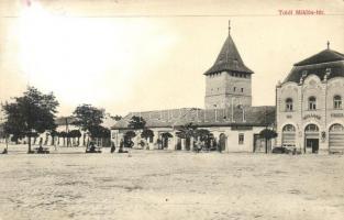 Nagyszalonta, Salonta; Toldi Miklós tér, Róth Ármin vegyeskereskedése; Kálmán László kiadása / square, shops (képes felén kitakart szöveggel)