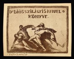 Istokovits Kálmán (1898-1990): Ex libris Dr. Diósszilágyi Sámuel könyve. Klisé, papír, nyomdai aláírással, 7×9 cm