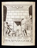 Teplánszky Sándor (1886-1944): Ex libris Dr. Kármán György. Klisé, papír, jelzett a klisén, 9,5×7,5 cm