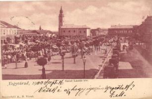 Nagyvárad, Oradea; Szent László tér, piac. Kiadja Sonnenfeld Adolf / market place