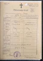 Kis okmánygyűjtemény, bizonyítványok, igazolások, hivatalos levelek stb iratrendezőben