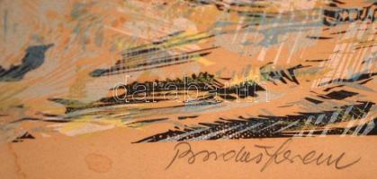 Bordás Ferenc (1911-1982): Virágok ősszel. Színeztet fametszet, papír, jelzett, keretben, 36×25 cm