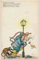 3 db RÉGI használatlan humoros motívumlap; részeg férfiak / 3 old unused humorous motive cards; drun...