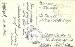 1946 Szigliget, látkép, 'Österreichische Zensurstelle 2397' So. Stpl. (ragasztónyom / glue...