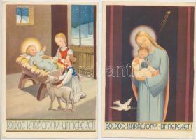 7 db RÉGI karácsonyi üdvözlőlap; Jézus Krisztus születése; Klösz / 7 old Christmas greeting postcards; the birth of Jesus Christ