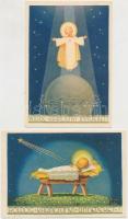 7 db RÉGI karácsonyi üdvözlőlap; Jézus Krisztus születése; Klösz / 7 old Christmas greeting postcard...