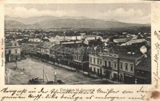 Máramarossziget, Sighetu Marmatei; Fő tér, Korona szálloda és kávéház, Bartha Sándor és Kardos Ignácz üzlete / main square, hotel and cafe, shops