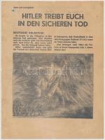 cca 1942 Hitler treibt euch in den sicheren tod, szovjet röplap, kissé viseltes állapotban, 26x20cm