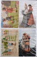 96 db RÉGI motívumlap albumban; Colombo, Sager, Döcker, Solomko és Feiertag művészlapok, sok litho, ...