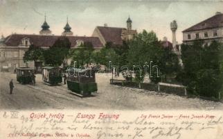 Eszék, Osijek; lóvasút, Ferenc József tér / square, omnibus (r)