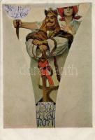 Samostatnost / Indenpendence Czech art postcard s: Alphonse Mucha (EK)