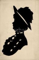 7 db RÉGI motívumlap, sziluett művész lapok / 7 old motive cards, silhouette art postcards