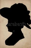 7 db RÉGI motívumlap, sziluett művész lapok / 7 old motive cards, silhouette art postcards