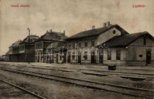 Lipótvár, Leopoldov; vasútállomás, kiadja az Állomási tőzsde / railway station (EK)