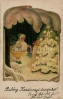 &#039;Boldog Karácsonyi ünnepeket!&#039; / Christmas, fairy, christmas tree, August Rökl No. 1416, litho, s: Pauli Ebner