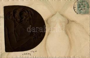 Art Nouveau, Embossed, unsigned Raphael Kirchner postcard