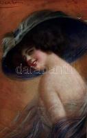 Italian art postcard, lady with hat, 2687-3. s: Guerzoni