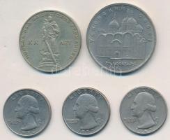 Vegyes: Amerikai Egyesült Államok 1967-1988. 1/4$ Cu-Ni "Washington" + Szovjetunió 1965. 1...