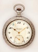 cca 1910 Cortebert Chronometer vasutas zsebóra. Másodpercmutatós, hátoldalán vasút motívummal. másodpercmutatóval. Sérült számlappal. Működő szerkezettel. / Swiss railway pocket watch