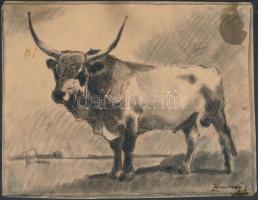 Zombory Lajos, (1867-1933): Bika. Tus, papír, jelzett, foltos, 15,5×20 cm