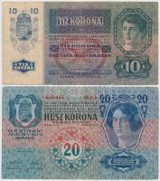 1914. 2K "C" sorszámjel + 1916. 1K + 1917. 2K (2x), egyik zöld "Deutschösterreich&quo...