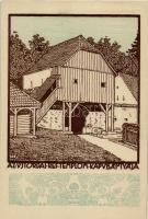 Torda, Turda; az újtordai Református templom / Calvinist church, art postcard