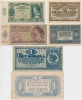 51db-os tartalmas korona, pengő, forint bankjegy tétel jobb darabokkal, közte 1920. 1000K "Orell Füssli Zürich" firka, 1940. 2P, 1946. 10.000.000BP, 1949.10Ft + 20Ft + 100Ft T:I-III-