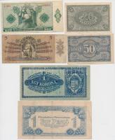 51db-os tartalmas korona, pengő, forint bankjegy tétel jobb darabokkal, közte 1920. 1000K "Orel...