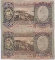 51db-os tartalmas korona, pengő, forint bankjegy tétel jobb darabokkal, közte 1920. 1000K "Orel...