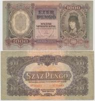 51db-os tartalmas korona, pengő, forint bankjegy tétel jobb darabokkal, közte 1920. 1000K "Orel...
