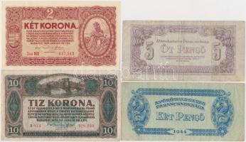 51db-os tartalmas korona, pengő, forint bankjegy tétel jobb darabokkal, közte 1920. 1000K "Orel...