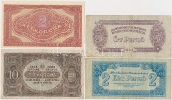 51db-os tartalmas korona, pengő, forint bankjegy tétel jobb darabokkal, közte 1920. 1000K "Orel...