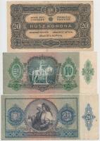 51db-os tartalmas korona, pengő, forint bankjegy tétel jobb darabokkal, közte 1920. 1000K "Orel...