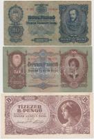 51db-os tartalmas korona, pengő, forint bankjegy tétel jobb darabokkal, közte 1920. 1000K "Orel...