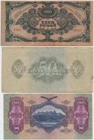 51db-os tartalmas korona, pengő, forint bankjegy tétel jobb darabokkal, közte 1920. 1000K "Orel...