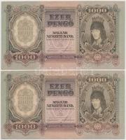 51db-os tartalmas korona, pengő, forint bankjegy tétel jobb darabokkal, közte 1920. 1000K "Orel...