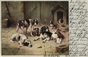 Dogs, M. Munk Vienne Nr. 299. artist signed (EK)