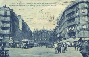 Paris, La Gare du Nord, Boulevard Denaiu, Cartes Postales / railway station, boulevard, autobus