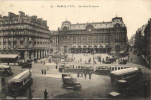 Paris, Gare St. Lazare, Cour du Havre / railway station, trams, autobuses, automobiles